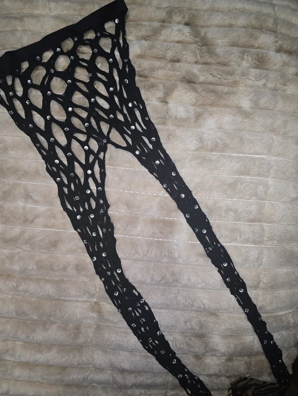 Black Fishnet Embellished Women’s Jeans-Style Leggings